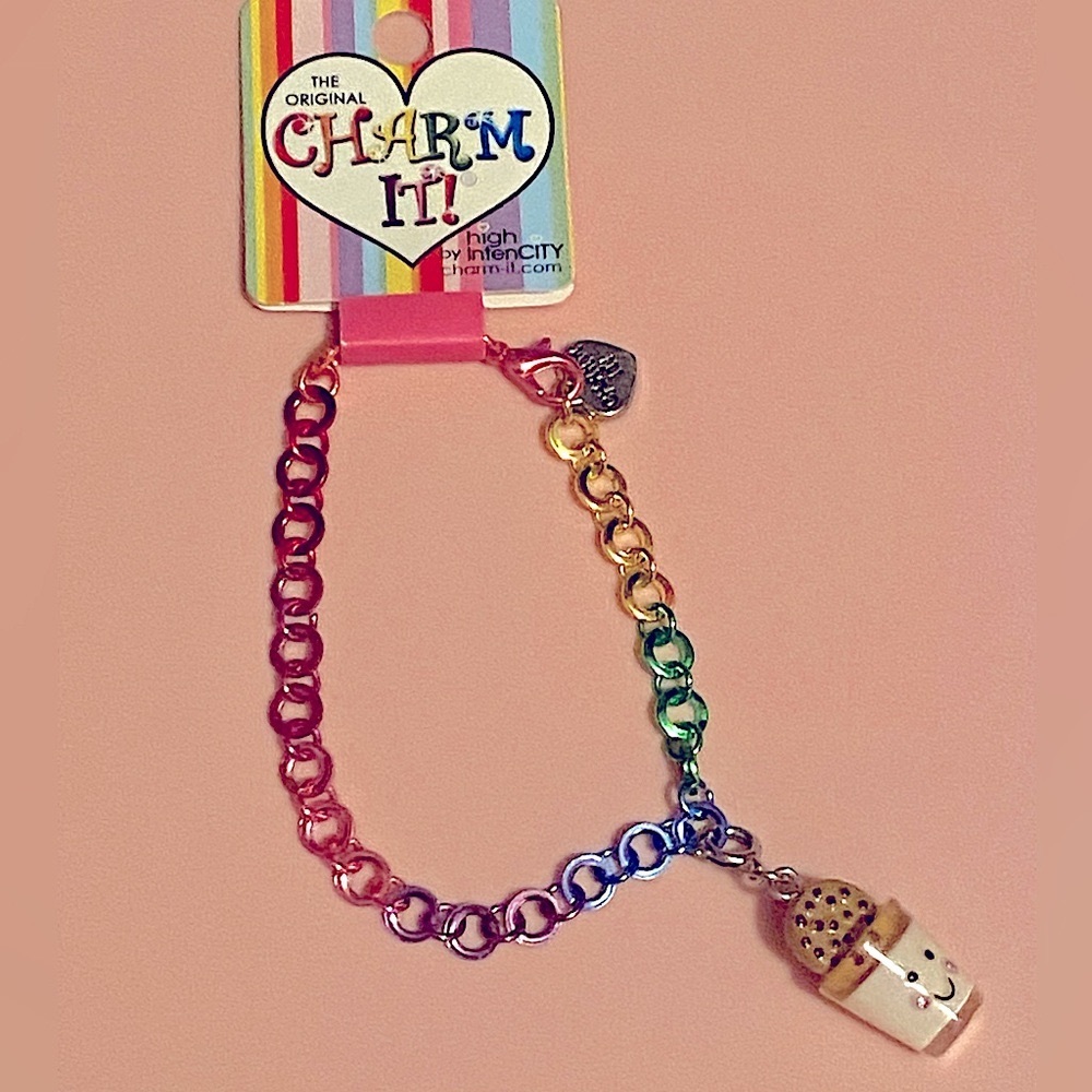 Charm It! Rainbow Bracelet with Cookies & Milk Charm
